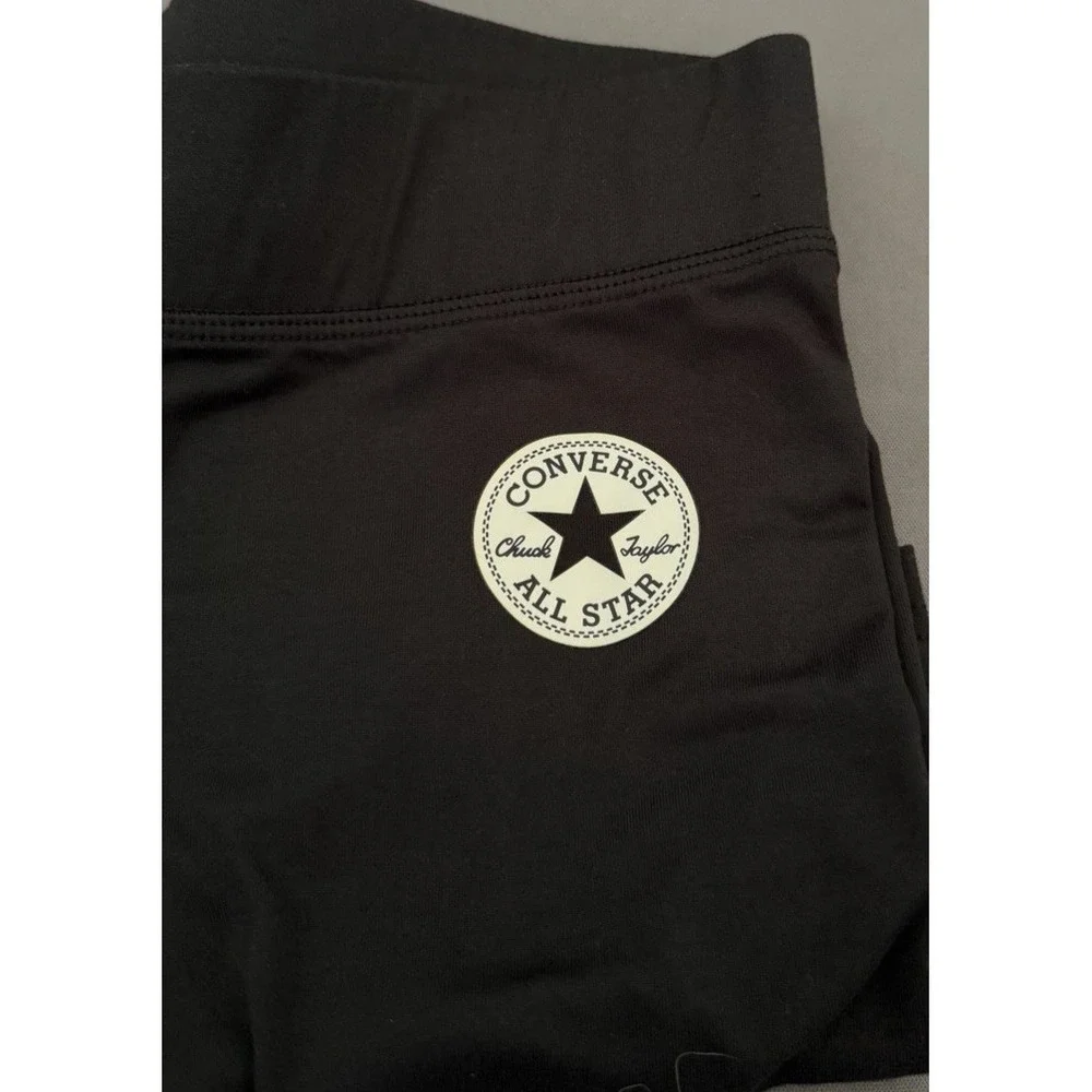 Converse Pants Girls Large Black Activewear Stretch 12-13 Yrs Athletic Logo